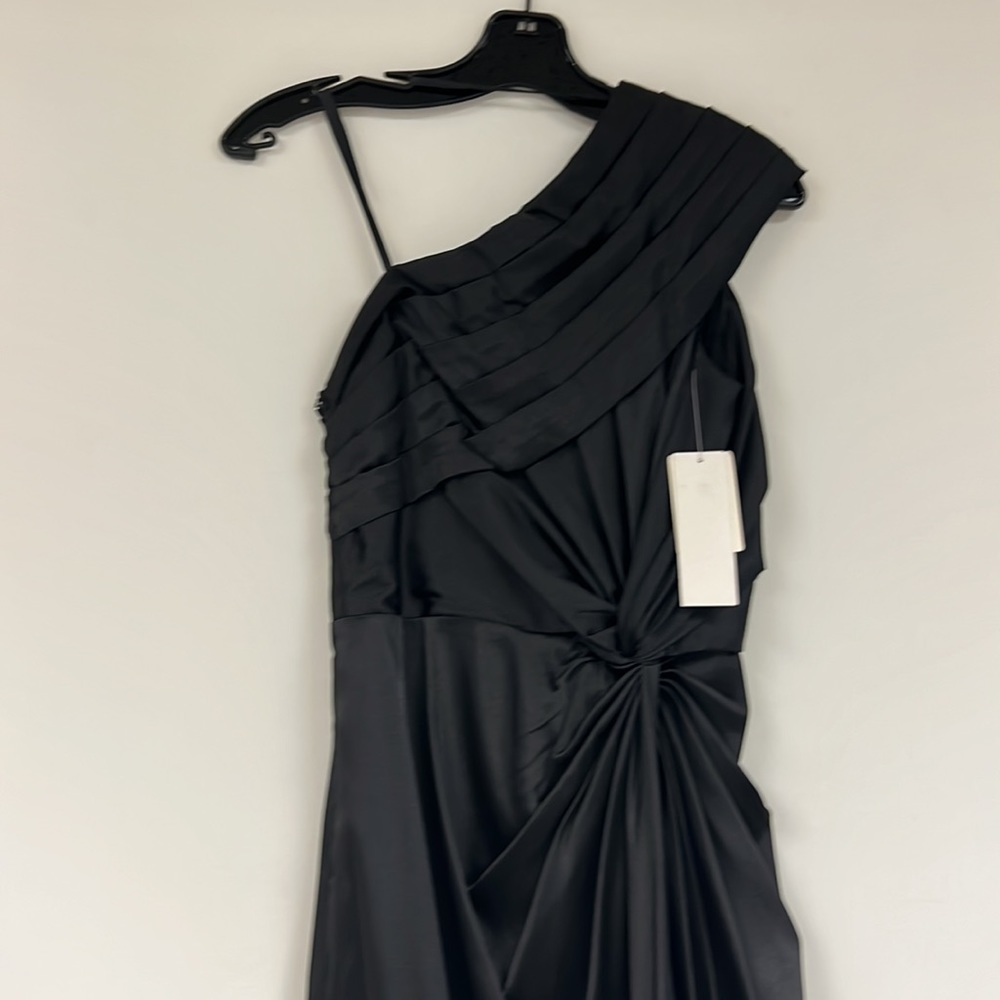 Adrianna Papell 🖤BLACK 🖤one shoulder satin long gown - Picture 9 of 13